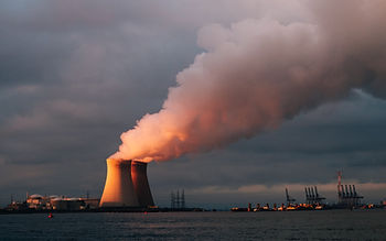 A nuclear power plant on the coast