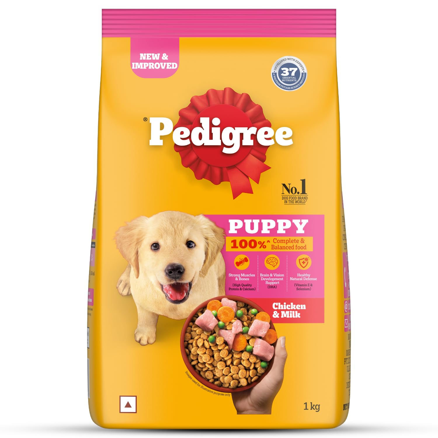 Pedigree Puppy Dry Dog Food, Chicken & Milk, Contains 37 Essential Nutrients