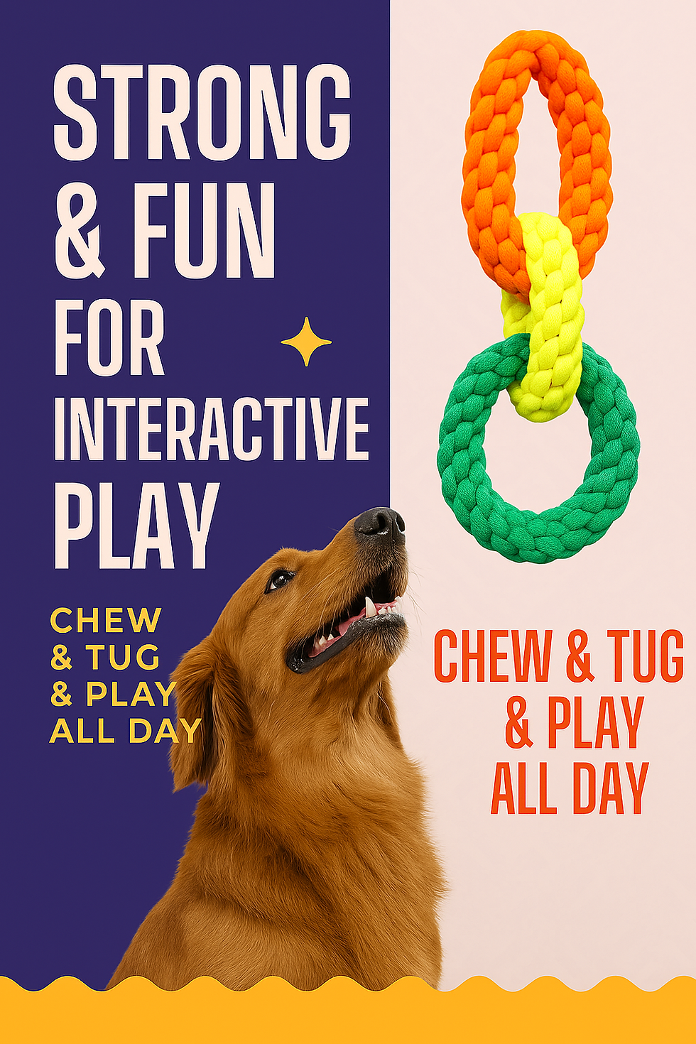 Golden Retriever, Strong & Fun Interactive Play, Chew & Tug Toy