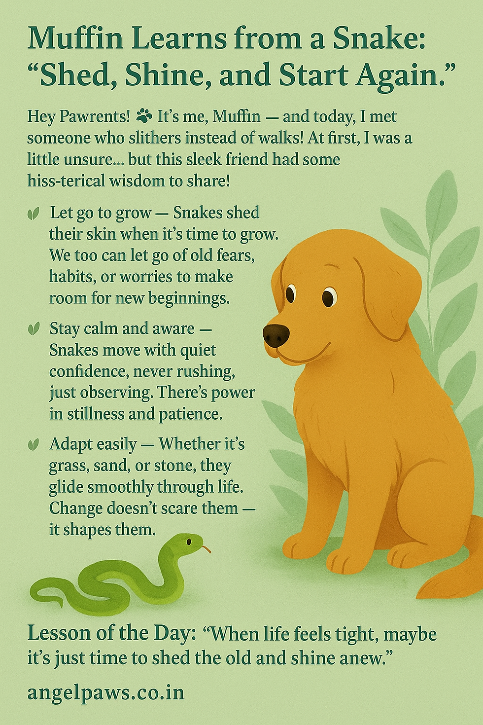 Paws & Reflect - Muffin's learning from Snake.