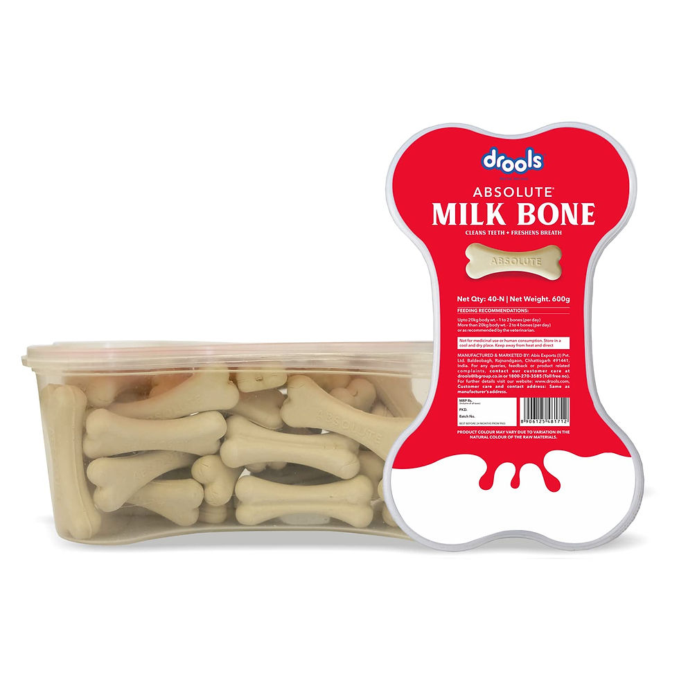 Thumbnail: Drools Absolute Dog Bone Treats, Milk Flavour 600g 40peices Jar, All Life Stages