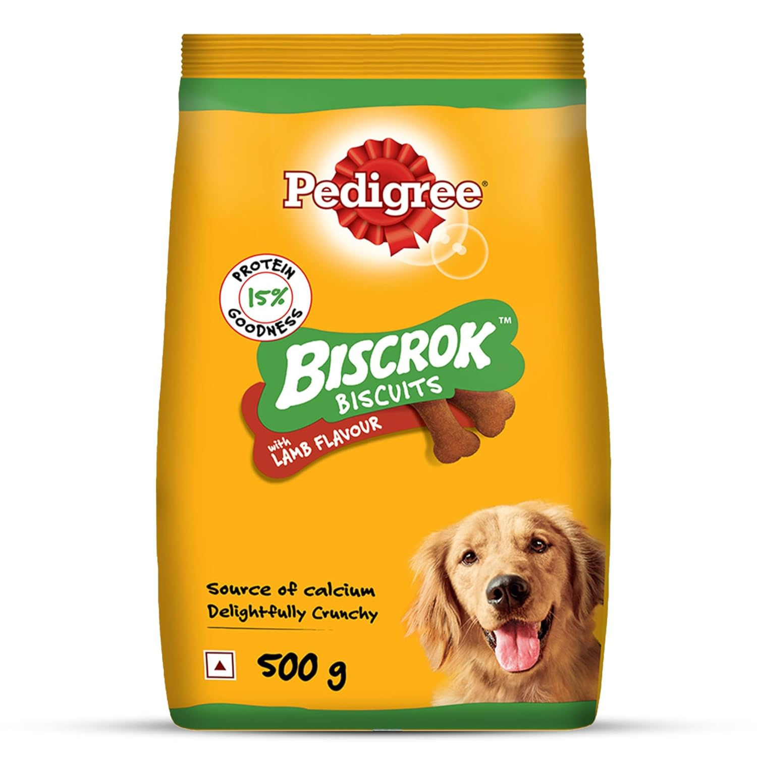 Biscrok Biscuits, Dog Treats, Lamb Flavour, 500 g, Goodness of 15% Protein