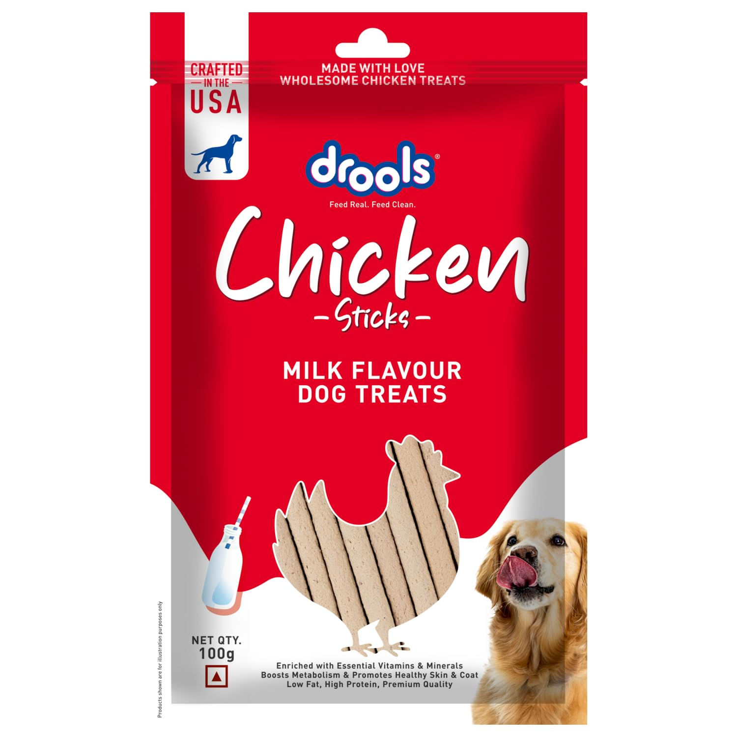 Drools Puppy & Adult Dog Treats Sticks 100g | Chicken & Milk Flavour