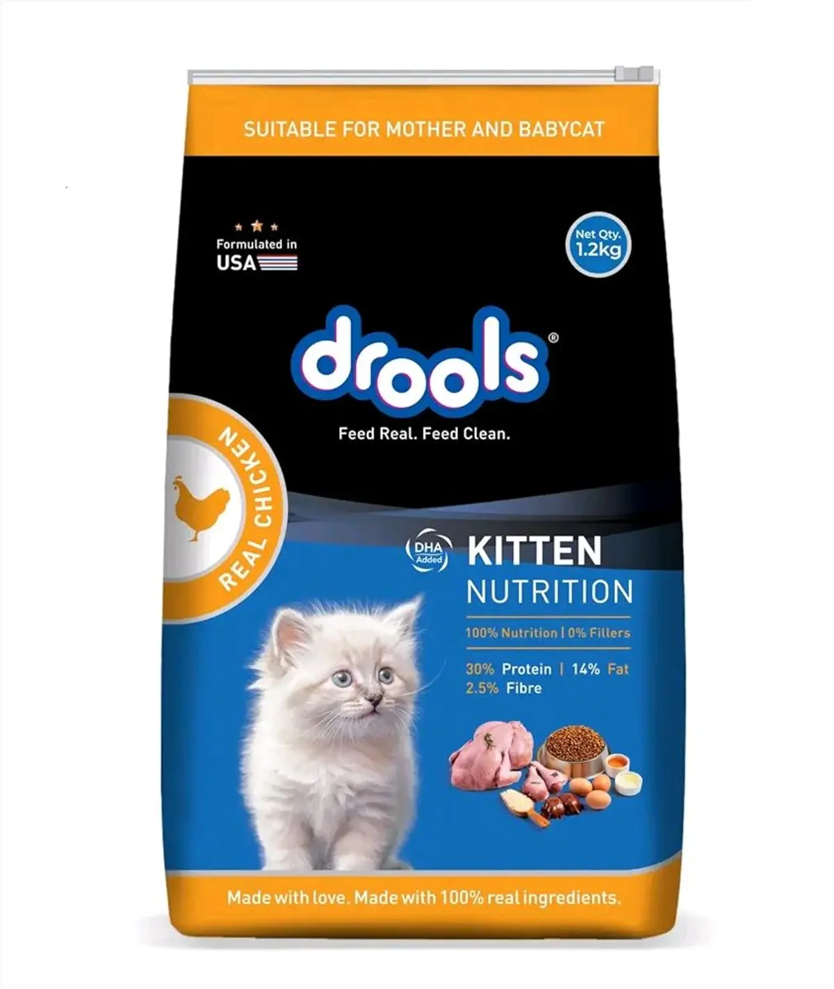 Drools Real Chicken 1.2 kg Dry Kitten Food