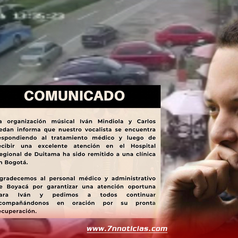 Cantante Iván Mindiola fue trasladado a clÃnica de Bogotá
