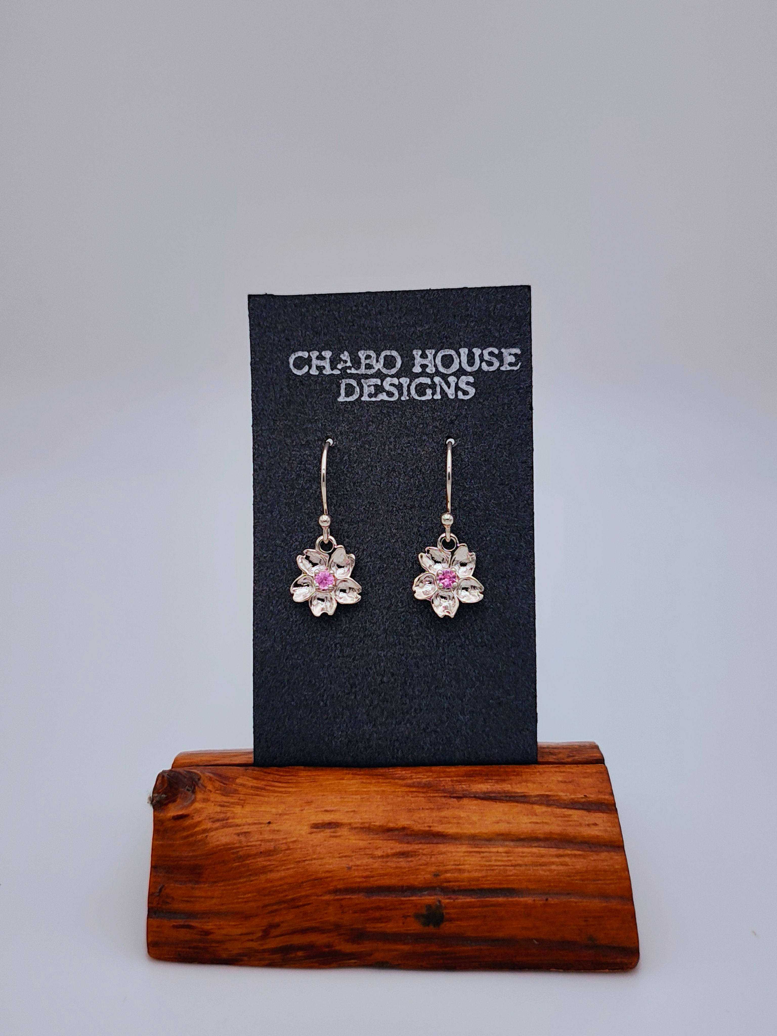 Sakura Earring w/pink sapphire