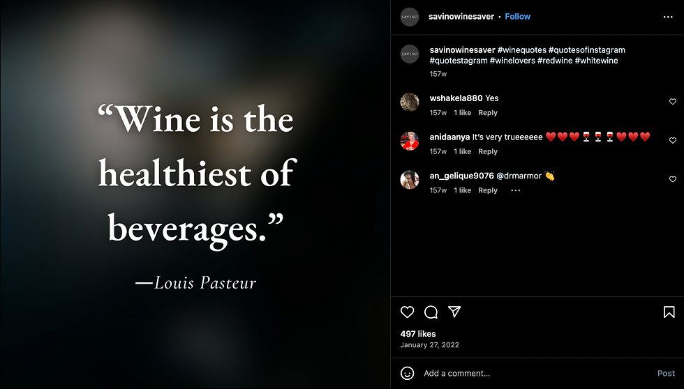 Savino Wine Saver Instagram Post