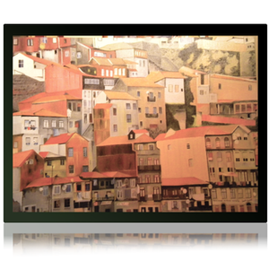 An Oil Painting of Porto House, Portugal