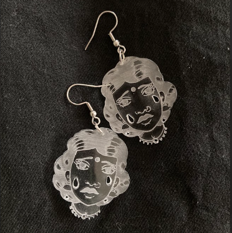 Playing around with using laser cutters to make earrings. The design was done in Procreate, and used this image as a reference. 