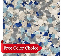 Close-up of premium polymer flakes in the Blue Thunder blend, highlighting vibrant and deep blue tones.