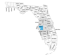Hillsborough county highlighted in blue and the areas we serve highlighted in a light grey
