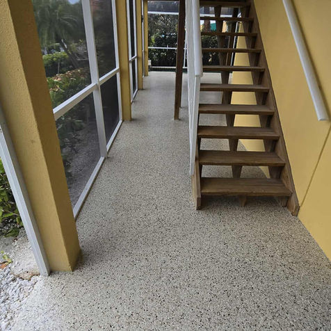 Shoreline Epoxy Patio and Lanai Coating with a stairwell