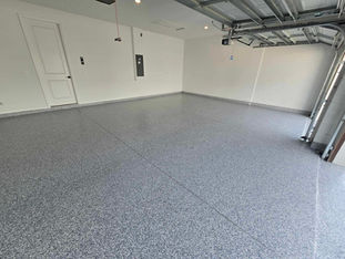 Smokey Blue Color Chip Blend on Garage Floor. Mixture of grey and blues.