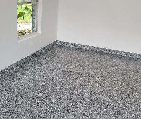 blue steel polyaspartic epoxy flooring