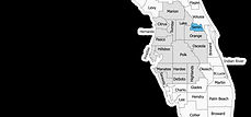 Seminole county highlighted in blue and the areas we serve highlighted in a light grey