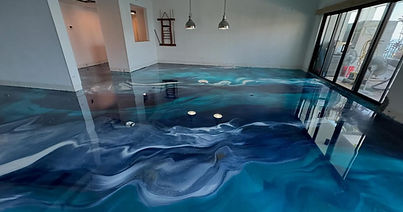 metallic epoxy flooring in central florida blue designs similar to the ocean