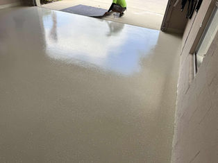 Eco sparse with white swan flakes and tuape base coat polyaspartic epoxy flooring