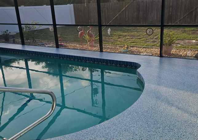 Walker Pool Deck Resurfacing Project in Sea Glass UV Poly Blend in Sarasota Florida 6