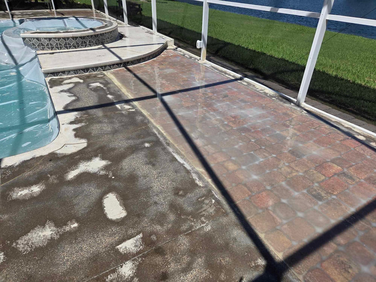 Flood Coat for an even surface above pavers project for franco polyaspartic pool deck resurfacing in florida