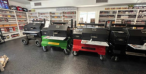 Packed with commercial-grade smokers, massive grills some weighing up to 600 pounds on a polyaspartic Floor