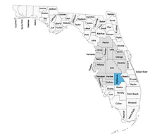 Highlands county highlighted in blue and the areas we serve highlighted in a light grey