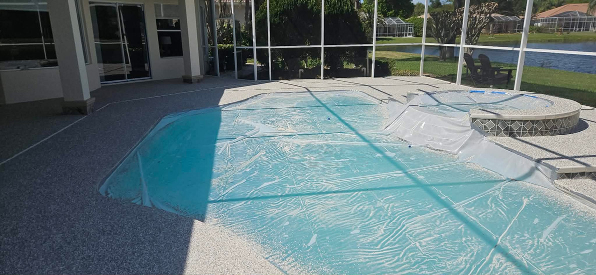 Barnacle UV Polymer Flake Broadcast for Polyaspartic Pool Deck Resurfacing Franco Project in On Top Of The World Florida 5