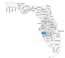 Manatee county highlighted in blue and the areas we serve highlighted in a light grey