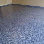 Polyaspartic Garage Flooring in Central Florida blue polymer color chips