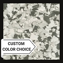 Close-up of premium polymer flakes in the London Fog blend, showcasing soft greys and muted tones.