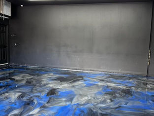 Metallic Epoxy Designer Luxury Coatings Blue and Black Garage Floor coating