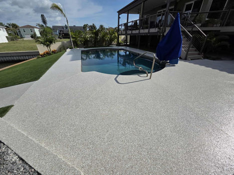 Luxury Polyaspartic Pool Deck With Tru Flake White Swan In Central Florida Wide Angle