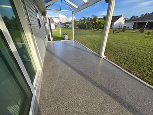 Creekbed Patio Polyaspartic Coating. Blend is a mix of different shades on brown and tan