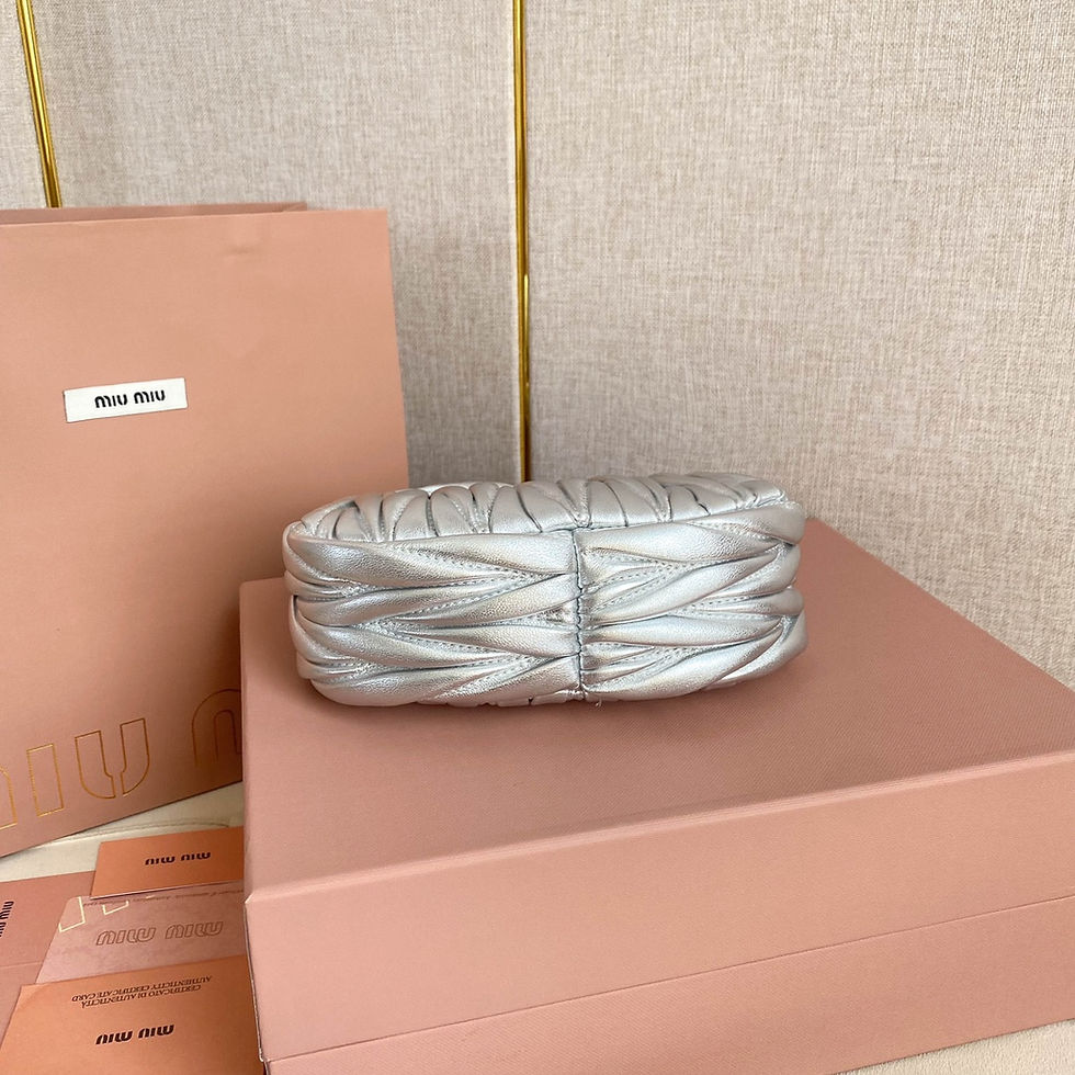 Thumbnail: Miu Miu Wander Matelasse Nappa Hobo Bag Silver