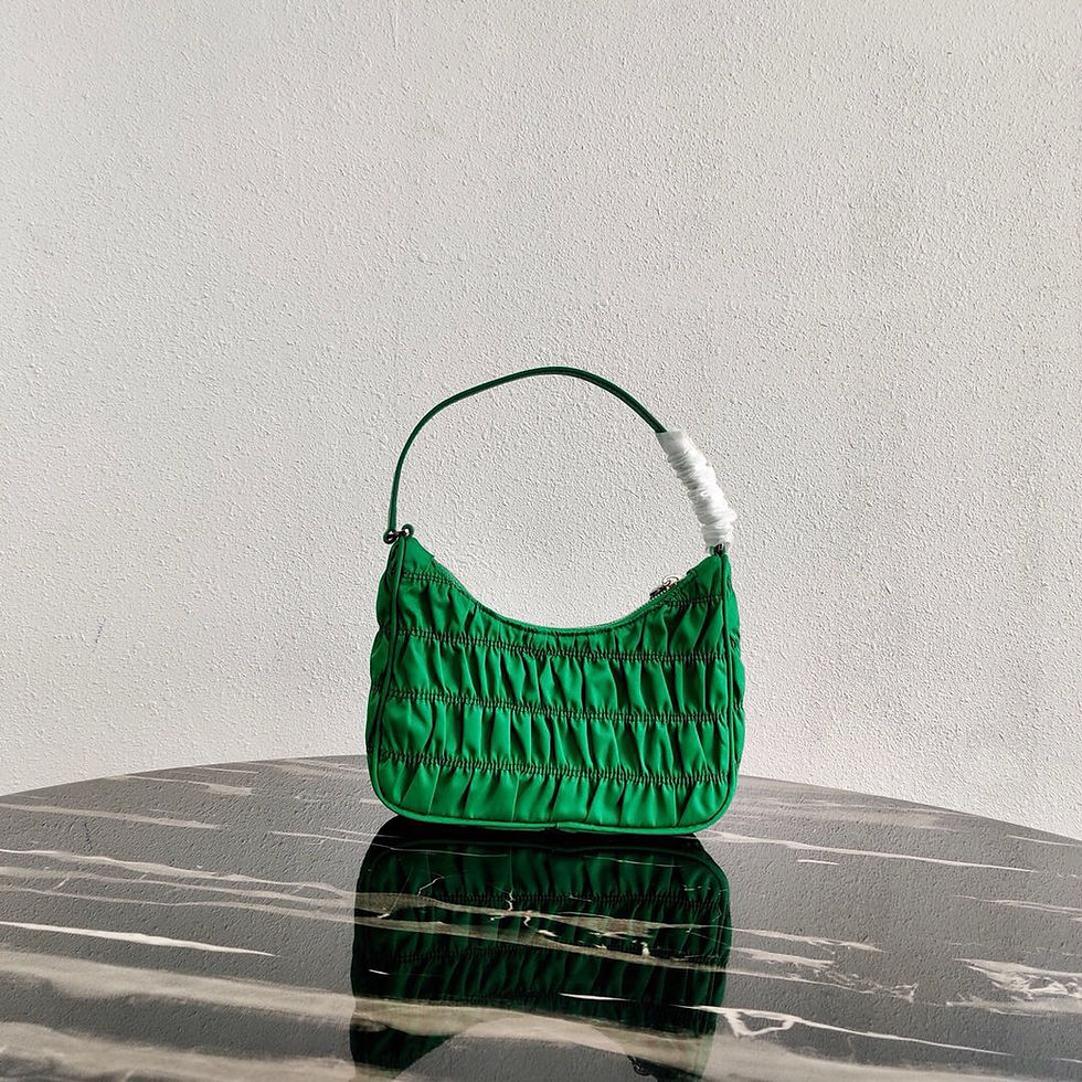 Thumbnail: Prada Ruched Hobo Bag Green Small