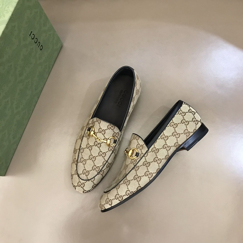 Thumbnail: Gucci Horsebit Canvas Loafers Black Biege