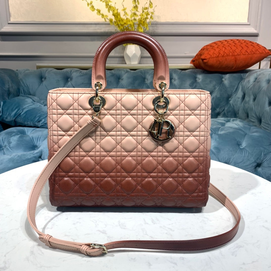 Christian Dior Lady Dior Patent Bag Ombre Light Pink Large