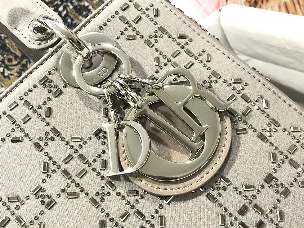 Thumbnail: Christian Dior Lady Dior Handbag Strass Gray Small