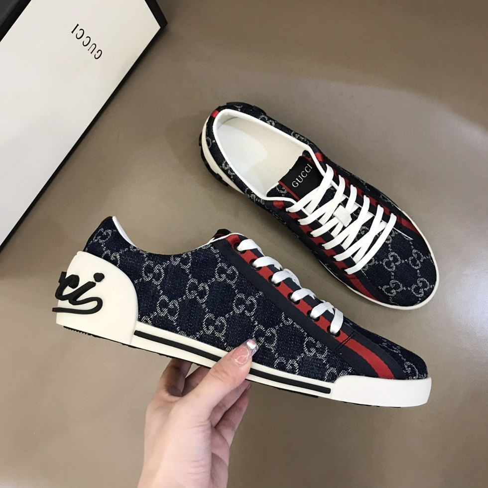 Thumbnail: Gucci Script Web Monogram Canvas Sneakers Denim Blue
