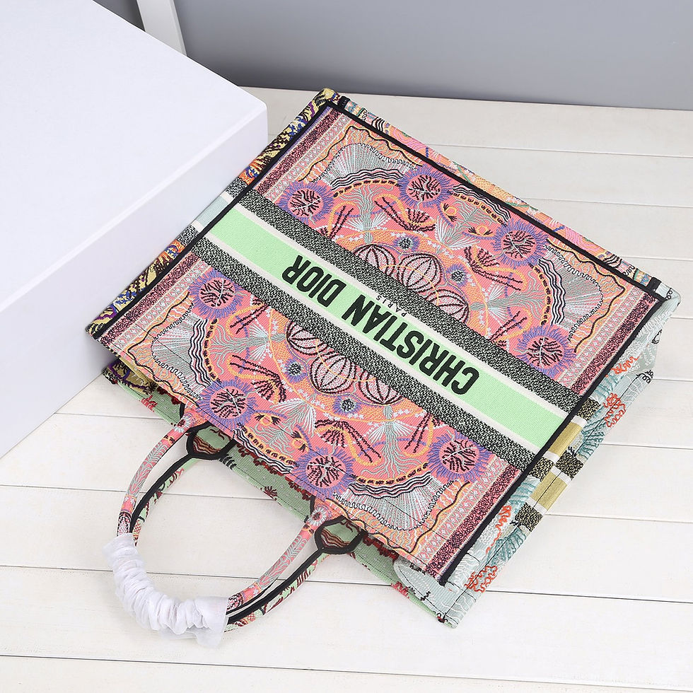 Thumbnail: Christian Dior Book Tote Bag Pink & Green Extra Large