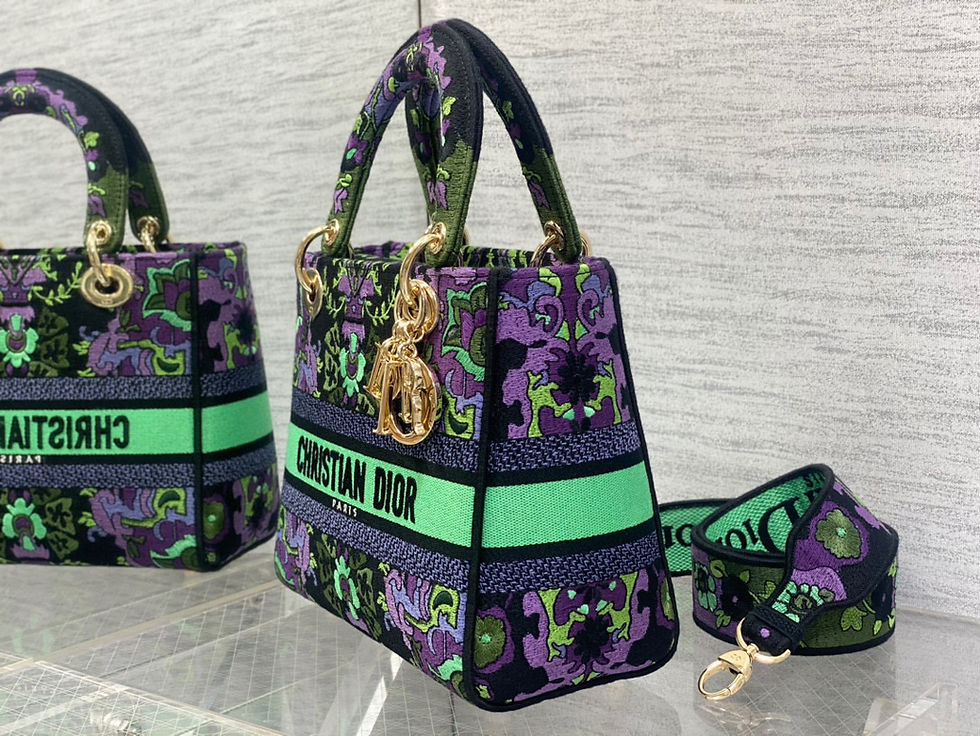 Thumbnail: Christian Dior Lady D-Lite Handbag Purple Multicolor