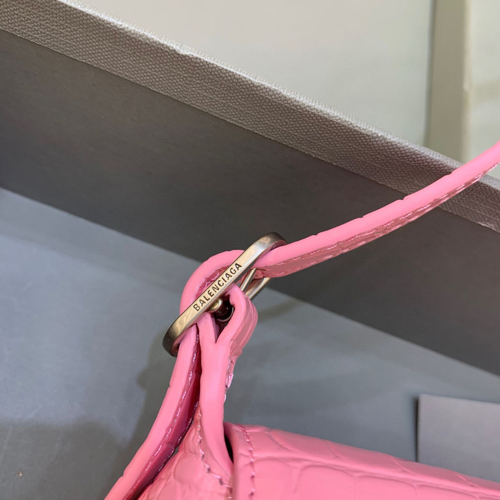 Thumbnail: Balenciaga Flap Crocodile Embossed Bag Pink Medium
