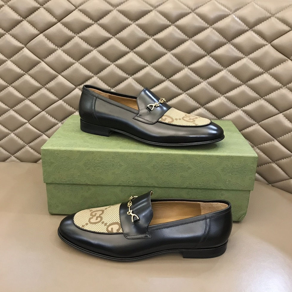 Thumbnail: Gucci Canvas Top Loafers Black Beige