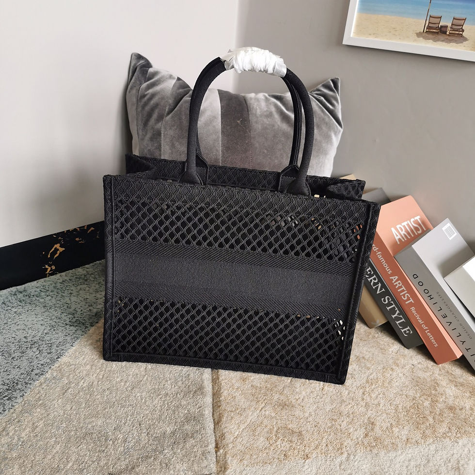 Thumbnail: Christian Dior Book Tote Bag Mesh Black Large