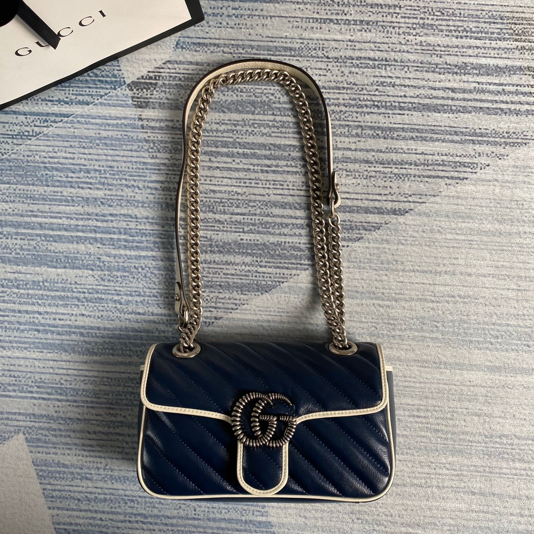 Gucci GG Marmont Matelasse Small Shoulder Bag Blue