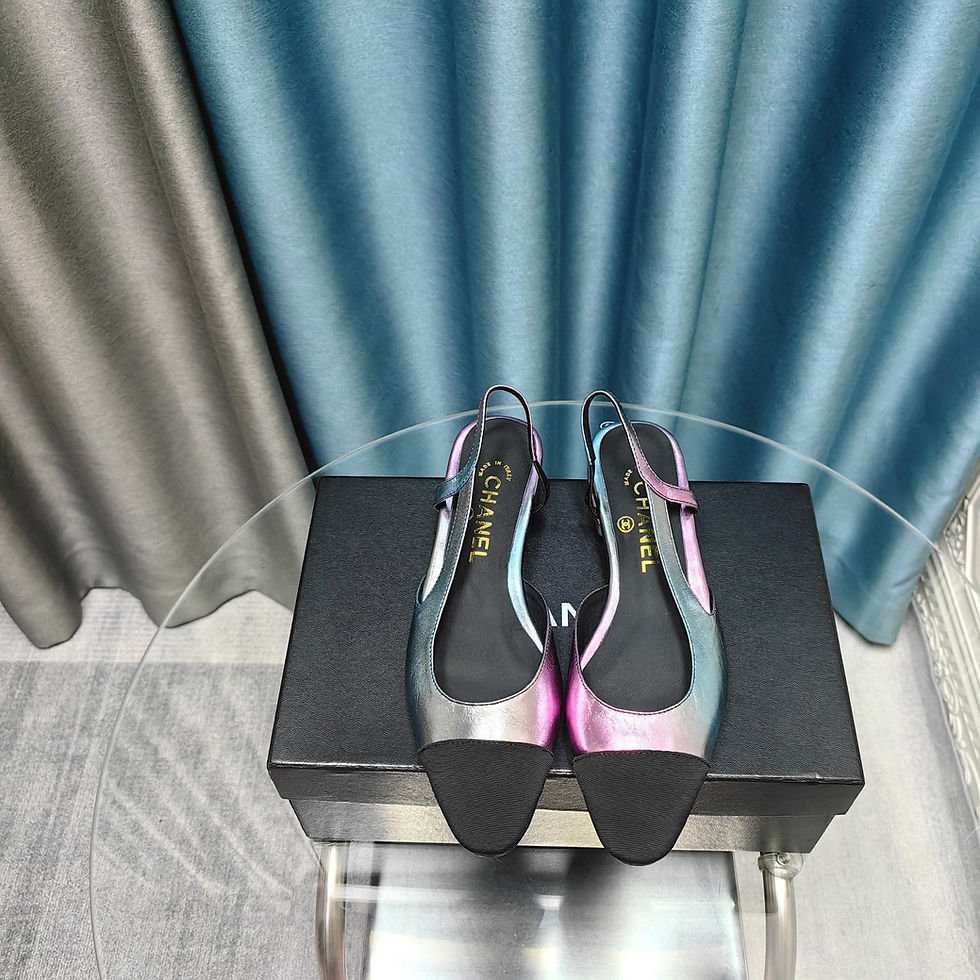 Thumbnail: Chanel Slingback Shoe Black & Gray Multicolor