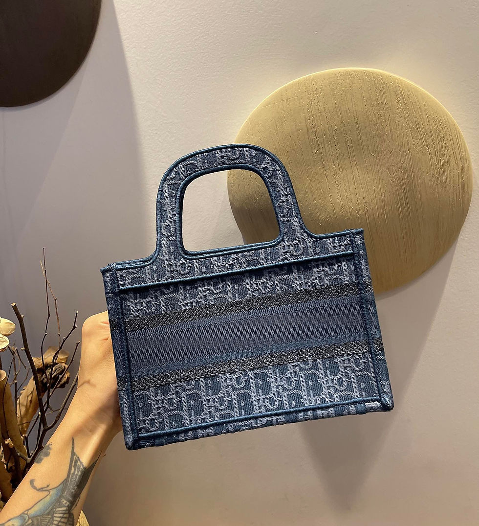 Thumbnail: Christian Dior Book Tote Bag Blue Small