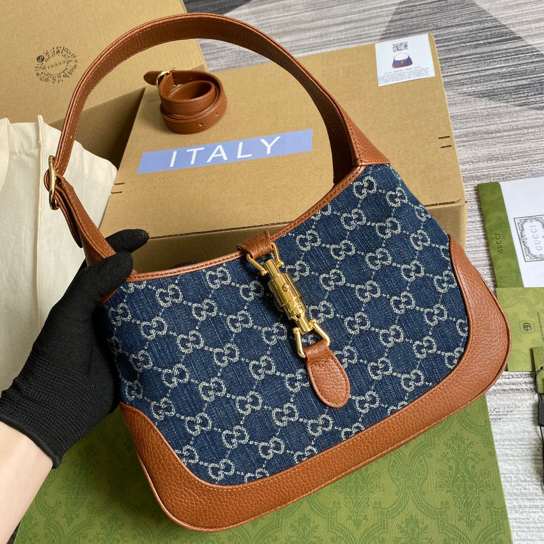 Gucci Jackie 1961 Large Hobo Denim Canvas