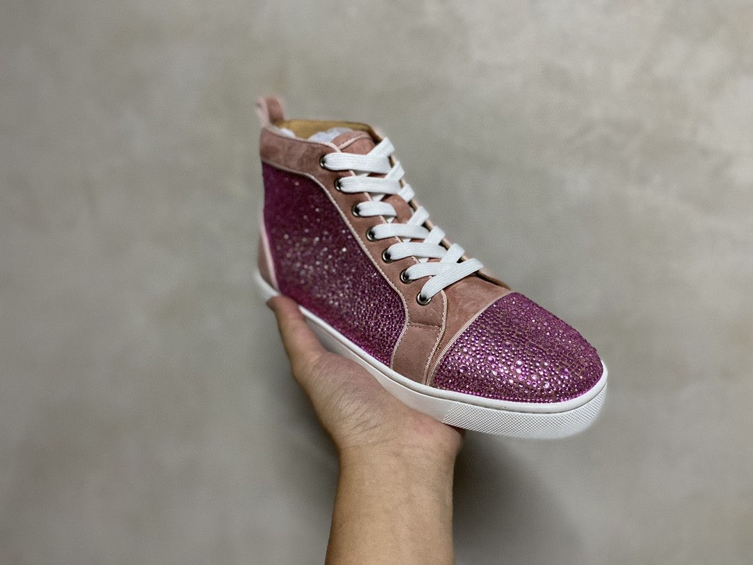 Christian Louboutin - Louis Orlato High Top Flat Frosted Pink and Old Rose