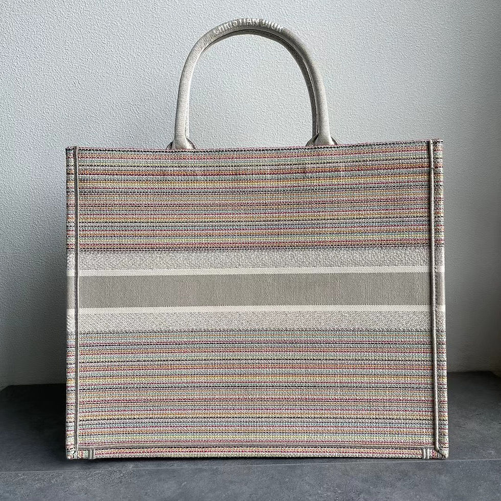 Thumbnail: Christian Dior Book Tote Bag Multicolor Stripes Extra Large
