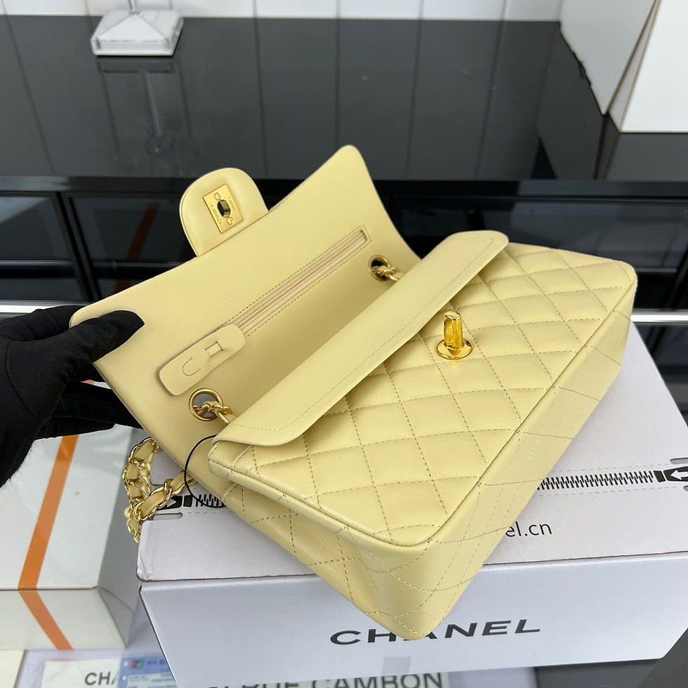 Thumbnail: Chanel Classic Gold Double Flap Handbag Yellow